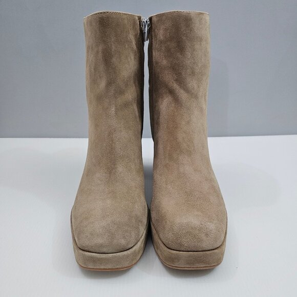 Dolce Vita Gracie Ankle Boot Womens 10 Taupe Suede Platform Block Heel Fall - Picture 6 of 15
